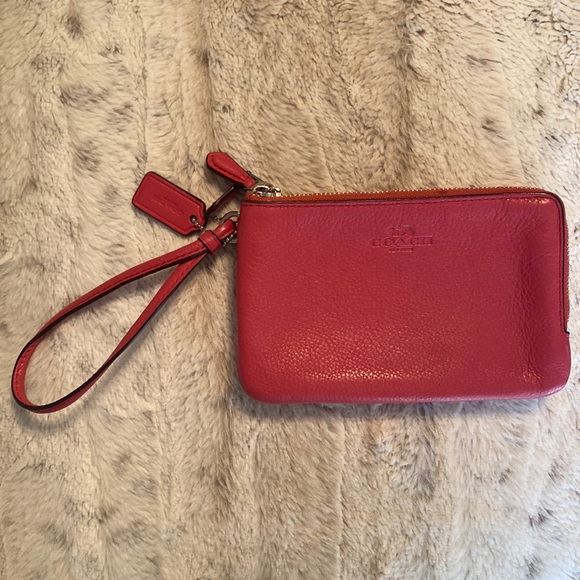 Coach Coral Leather Wristlet - Picture 1 of 9